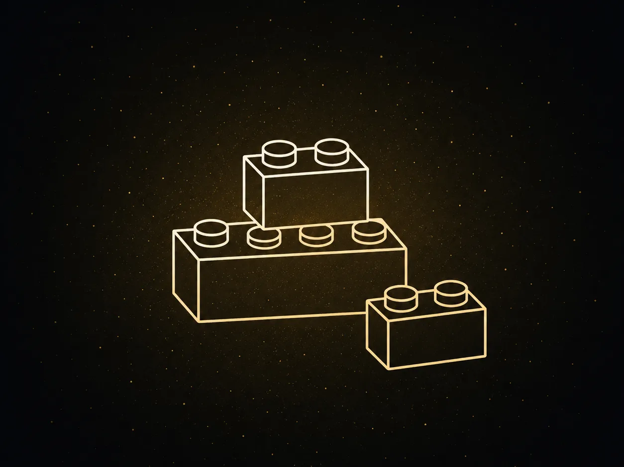 Ilustración de tres bloques de construcción encajados