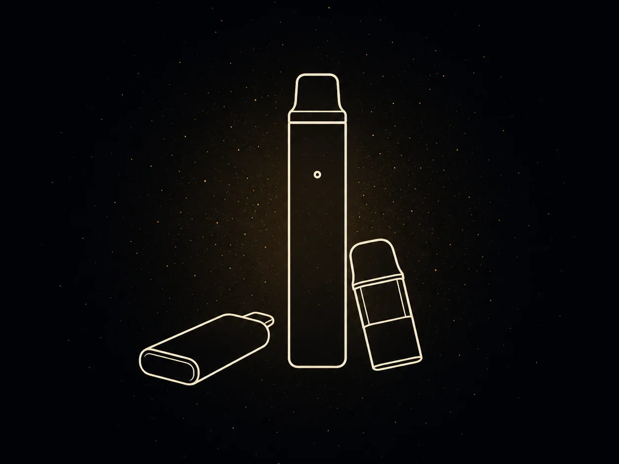 Ilustración de tres dispositivos de vapeo